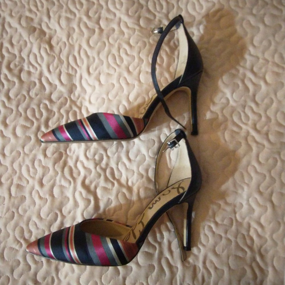 SAM EDELMAN STRIPED HEELS...EUC